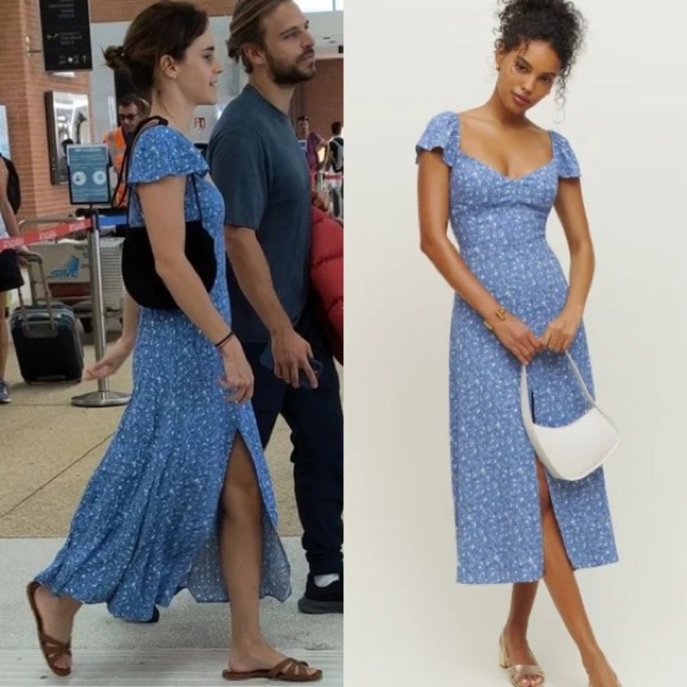 Super Cute and Flattering! Reformation Baxley Dress in Blue Eve Womens Size 2 - Picture 2 of 14